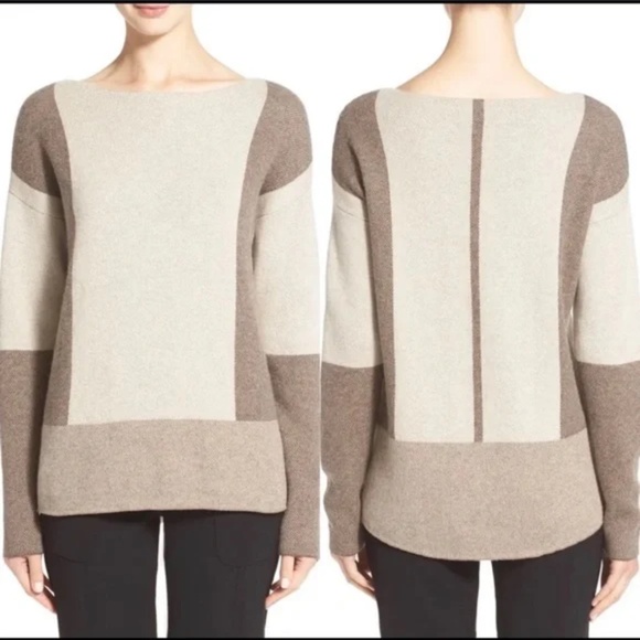 Vince • Intarsia Wool Cashmere Colorblock‎ Sweater - Picture 2 of 8
